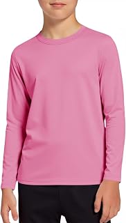 Haloumoning Boys Long Sleeve Sports T-Shirt Dry Fit UPF 50+ Neon 5-14 Years