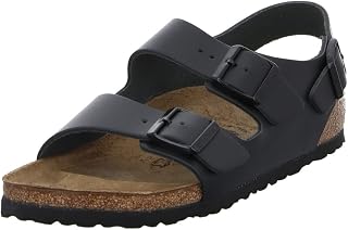 Birkenstock Milano Smooth Leather, Unisex Adults' Sandals, Black, 5 UK Slim (38 EU)