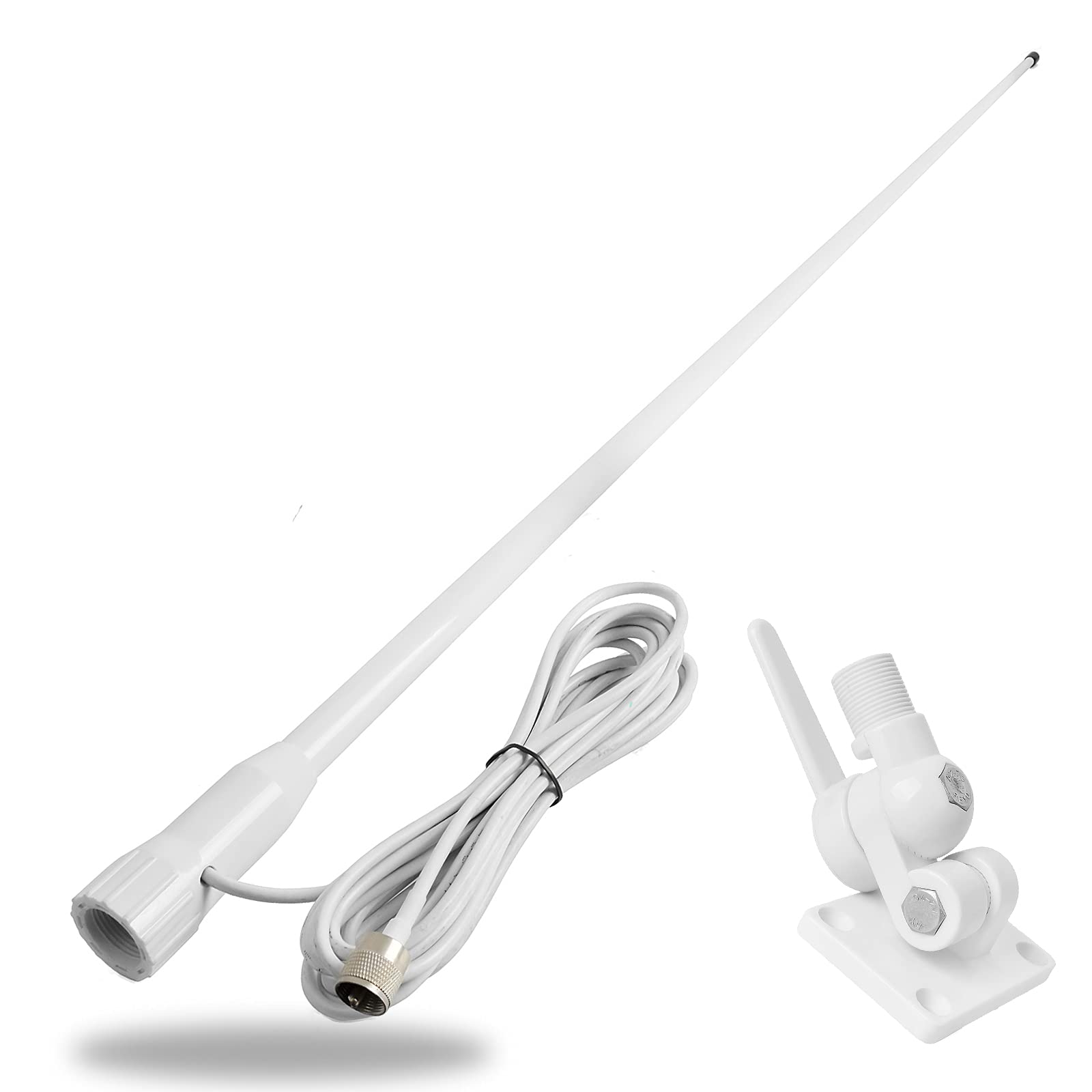 HYSHIKRA Fiberglass Marine Antenna, VHF 156-163Mhz White 43Inches Boat Antenna w