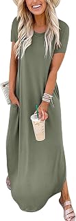 ANRABESS Womens Summer Maxi Dress Short Sleeve Casual Sundress with Pockets