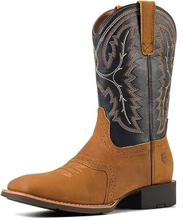 SUREWAY Men's Cowboy Boots, Square Toe Pull On Soft Toe Western Boot