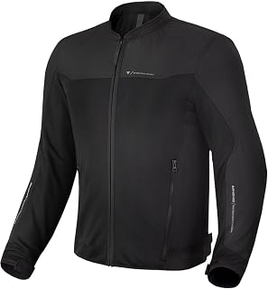 [Sundeer] SHIMA OPENAIR Giacca Moto Uomo - Leggera e Traspirante Giubbotto moto uomo estiva in trete con protezioni CE per schiena, spalle e gomiti (Nero, L)