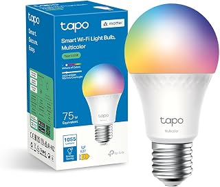 Tapo L535E Smart Matter E27 Bulb Multicoloured 1055lm 75W Alexa Google | For Living Room and Room, RGB Multicolor, Dimmable, Energy Monitoring, App Control, Scene and Timer, Matter