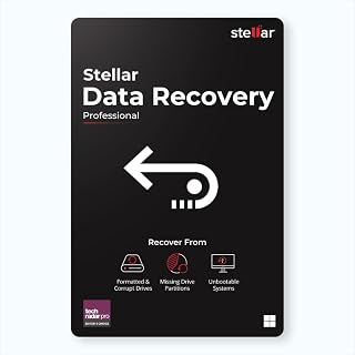 Stellar Data Recovery Professional for Windows Software | Recover Deleted Files, Partitions, & Monitor HDD/SSD Health | 1 PC 1 Year Subscription | Keycard Delivery
