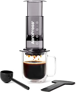 AeroPress Clear 3-in-1 Coffee Press: French Press, Filter & Espresso - Brews full-bodied coffee without bitterness or residue - Compact, portable, ideal for travel and camping, clear