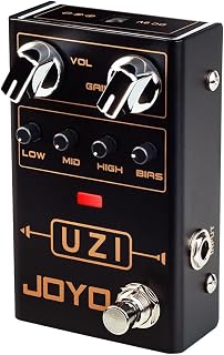 JOYO High-Gain Distortion Guitar Pedal, American & British Voicing via Bias Knob with 3-Band EQ & Dynamic Balance, True Bypass (UZI R-03)