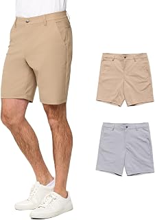 INTO THE AM Men's Daily Shorts 7" & 9" Inseam - Dry Fit Stretch Chino Flat Front Tech Golf Shorts
