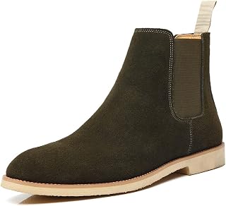 Placck Men's Short Boots, Genuine Leather, Chelsea Boots, Business Shoes, Stylish, Suede, Side Gore, Casual, England Style, Large Size