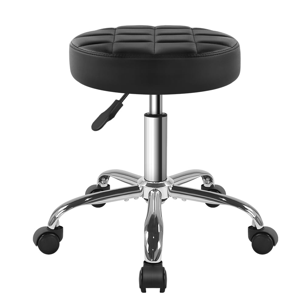 BFTOU Black Classic Swivel Stool with Wheel for Salon Work Home SPA Shop Height-
