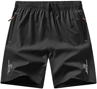 Men's Sports Shorts Lightweight Workout Quick Dry Summer Casual Shorts with Zipper Pockets