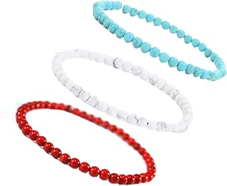 KIKILA 4mm Mini Gemstone Energy Bracelets Crushed Stone Beaded Bracelet Natural Stone Charm Beaded Small Couples Bracelets for Women