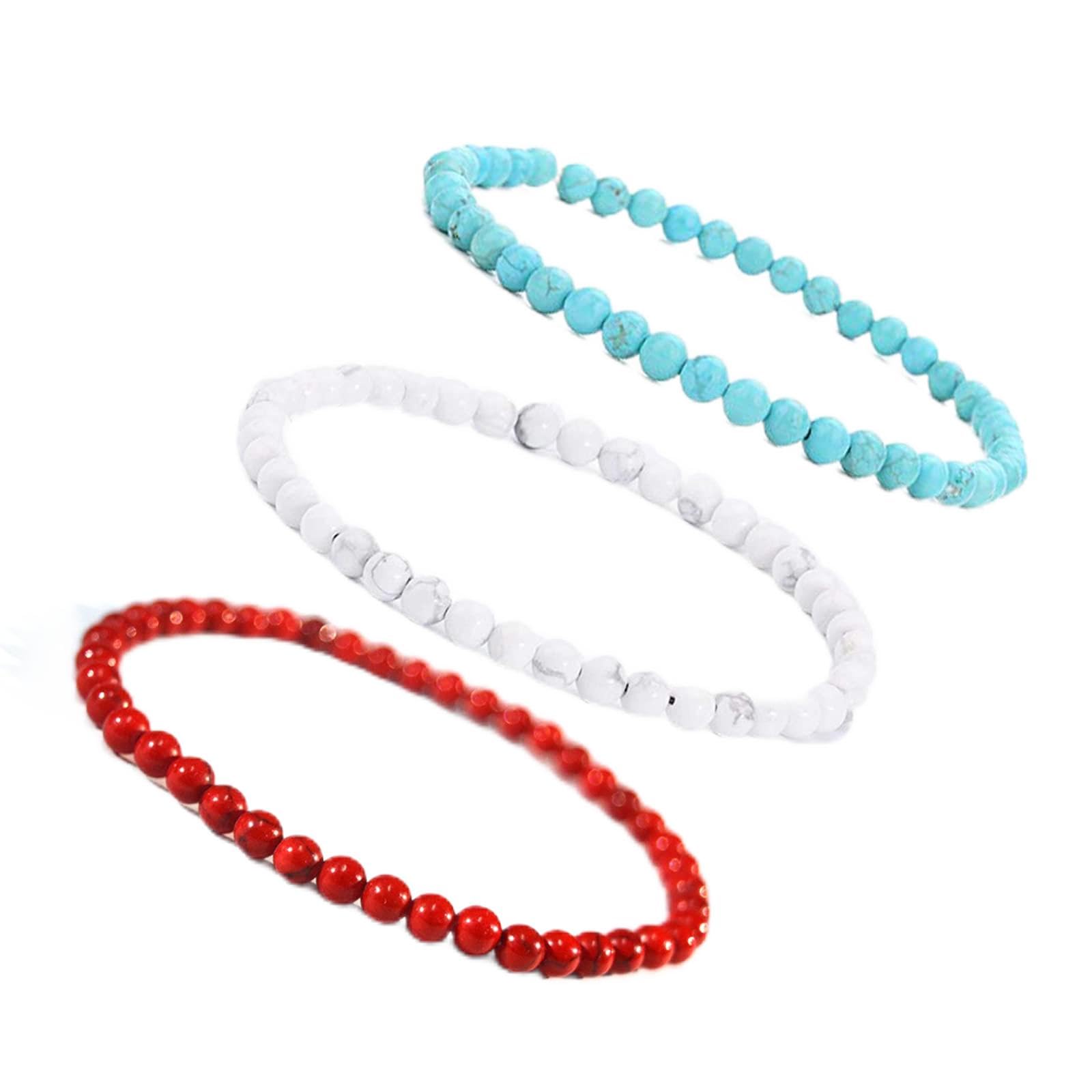 KIKILA 4mm Mini Gemstone Energy Bracelets Crushed Stone Beaded Bracelet Natural 