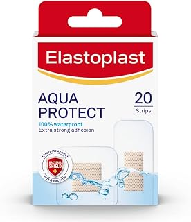 Elastoplast Aqua Protect Strips, 20 Count | Waterproof Wound Protection Strips, Breathable, Flexible, Extra-Strong Adhesion, Protects from Dirt and Bacteria