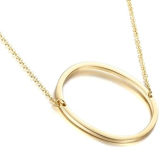MOMOL Sideways Initial Necklace for Women Gold Plated Large Letter Necklace