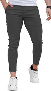 GINGTTO Mens Chinos Pants Slim Fit Stretch Ankle Length Dress