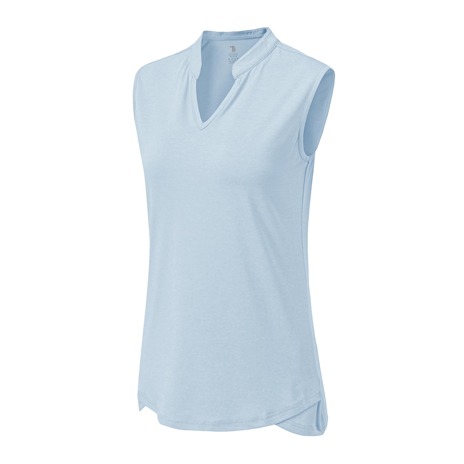 BASUDAM Women's Sleeveless Golf Shirts V-Neck Quick Dry Collarless Polo
