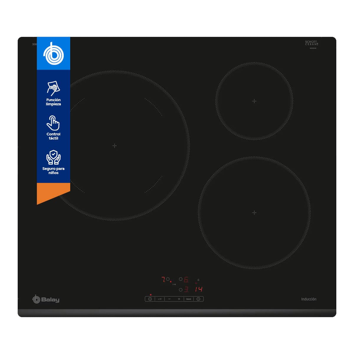 Balay, Induction hob, 60 cm, Zone 28 cm, Black, 3EB865FR | Use its intuitive Tou