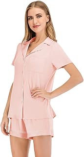 SAMGU Women Pajamas Set Short Sleeve Summer Modal Comfortable V-Neck Pajama Set