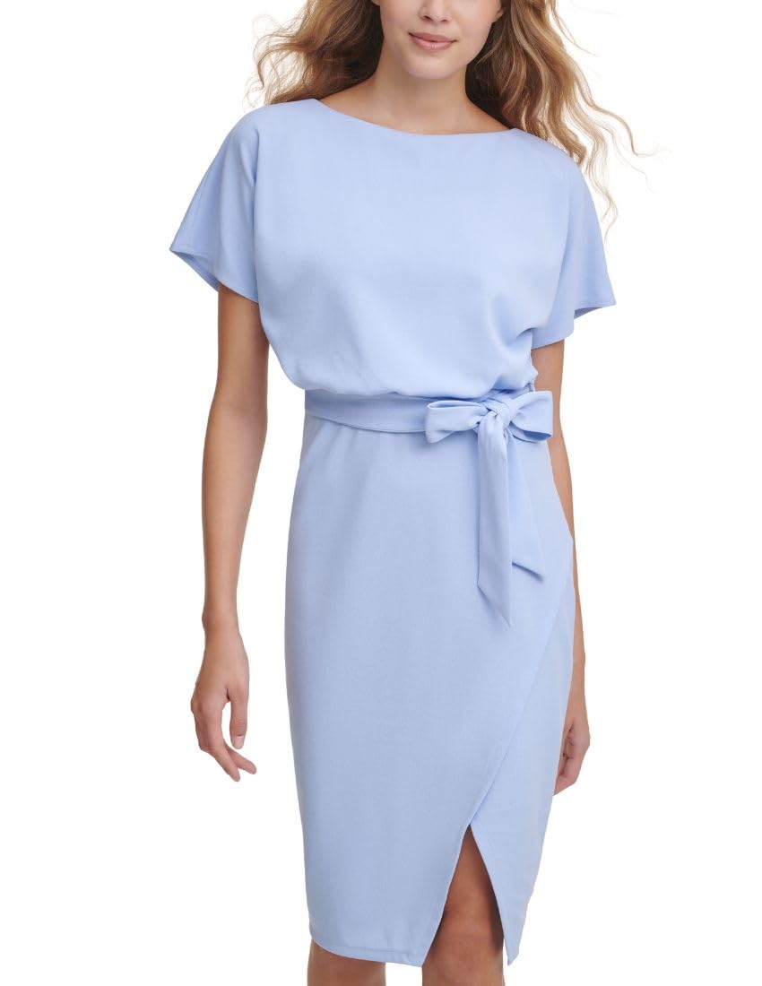 Kensie Women's Short Sleeve Tie Waist Midi Dress