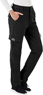 BGOWATU Women's Waterproof Windproof Outdoor Snow Ski Hiking Pants Fleece Lined Warm Insulated Cargo Pants with 6 Pockets