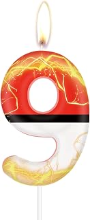 Number 9 Candle 9th Birthday Candle - Cartoon Numeral Birthday Cake Topper for Lightning Birthday Decoration