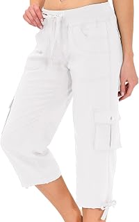 MoFiz Women's Capris with Pockets Loose Fit Casual Capris Pants Capris Pants Elegant Lightweight Loose Hiking
