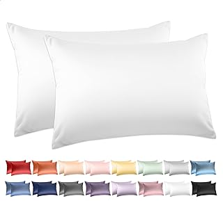 Deep Dream 100% Cotton Pillow Cases Queen Size Set of 2, 600 Thread Count Cotton Queen Pillowcases, White Pillow Cases Set of 2 with Envelop Closure, 20x30 Inches