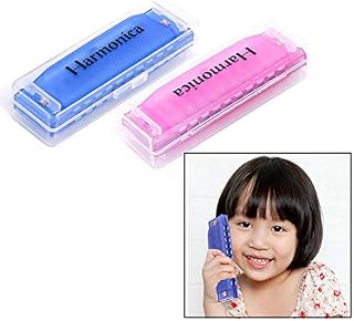 OFKPO 2 PCS Colorful 10 Holes Children Plastic Harmonica Translucent Tuned Musical Educational Toys (Blue And Rose Red)