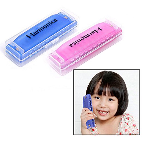 OFKPO 2 PCS Colorful 10 Holes Children Plastic Harmonica Translucent Tuned Music