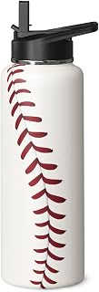 Baseball Water Bottle 40oz Insulated Sports Water Bottles Baseball Gifts for Men Women Gift for Coach Lovers Fan Players Stuff Accessories for Boys Girls