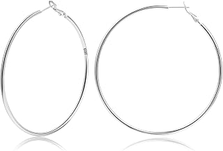Sterling Silver Hoop Earrings Gold Silver Large Hoops Earring For Women 14K Real Gold Plated Big Thin Hoops Earring Hypoallergenic Circle Endless Hoop Earrings 20/30/40/50/60/70mm for women