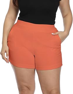 HDE Chino Short for Women 4" Inseam Elastic Pull On High Waist Summer Short