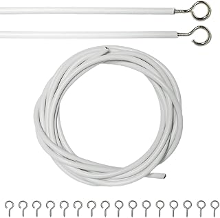 Armo® 2M Net Curtain Wire And Hooks Set Multipurpose 2 Meter Long Window Net Curtain Wire With 8 Eyes & 8 Hooks