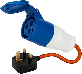 HowseHold 16amp to 13amp Adapter Hook Up Cable 3 Pin UK Electric Hook Up Adapter 230v for Camping Caravan Motorhome Mains to UK Plug (3 Pin to UK Hook Up)