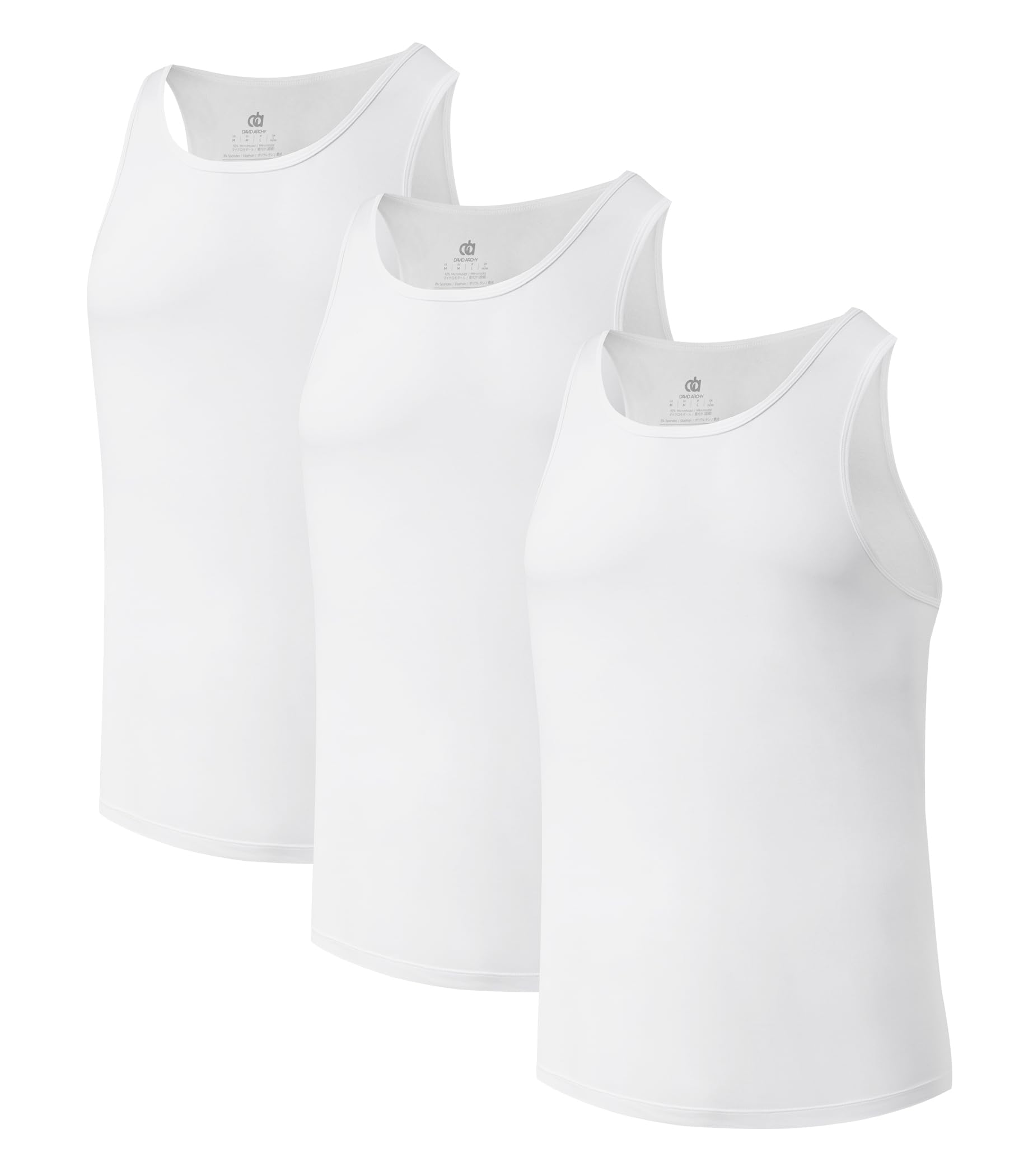 DAVID ARCHY Men's 3 Pack Moisture Wicking Micromodal Tank Top
