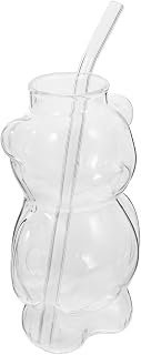 LIFKOME 1 lot de tasses à eau en verre avec couvercles pour tasse à café en forme d'ours - Adorable tasse à thé et lait