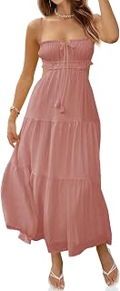 Fisoew Women's Spaghetti Strap Maxi Dress Summer Backless Cut Out Dresses