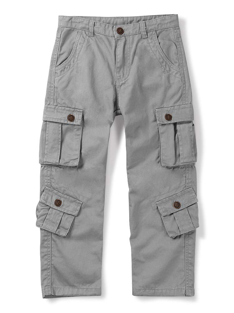 Aeslech Boys' Cargo Trousers, 8 Pockets Casual Outdoor Trip Hiking Pants