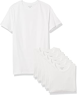 Amazon Essentials Men's Vests - Slim-Fit Cotton Crew Neck, Short and Long Sleeve T Shirt, Pack of 6, Undershirt and Vests for Men