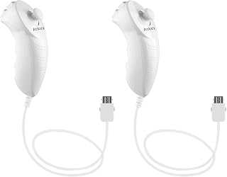 Ankey 2Packs Nunchuck Controller Remote for Nintendo Nunchuk Wii Wii U | Right or Left-hand Use, 3-Axis Motion-sensing, Compatible with Nintendo Wii and Wii U