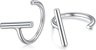 CHIC & ARTSY Huggie Earrings for Women 925 Sterling Silver Half Hoop Earrings - Hypoallergenic Small Ball, Bar, Star, Moon, Heart, Cross, Dot, Triangle - High Polished Huggy Hoop Earrings for Women