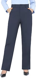 Bamans Dress Pants Women Work Business Office Straight Leg Slacks