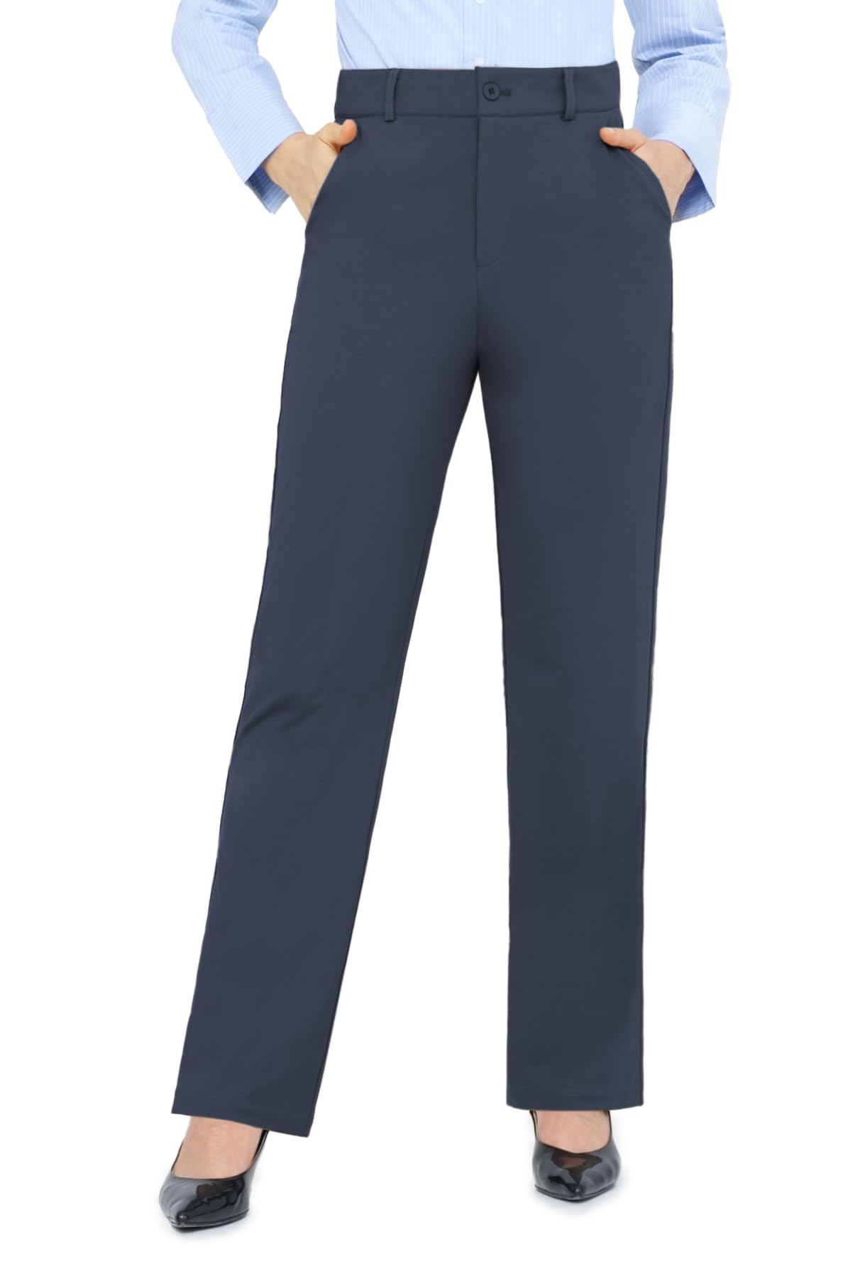 Bamans Dress Pants Women Work Business Office Straight Leg Slacks