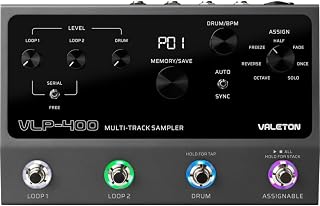 Valeton VLP-400 Multi-Track Sampler with 4 Footswitches - Two Full-Featured Loopers, Drum Machine