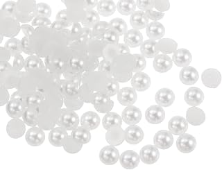 Generic 720pcs ABS Half Pearl Beads, 6mm Resin Flat Back Pearls Shiny Imitation Pearl Bead for DIY Crafts Making Shoes Wedding Christmas Photo Frames, White