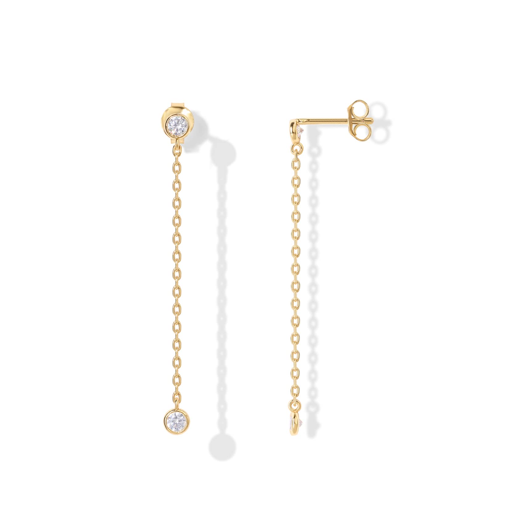 PAVOI 14K Gold Plated Station Linear Dangle Earrings for Women, CZ Earrings
