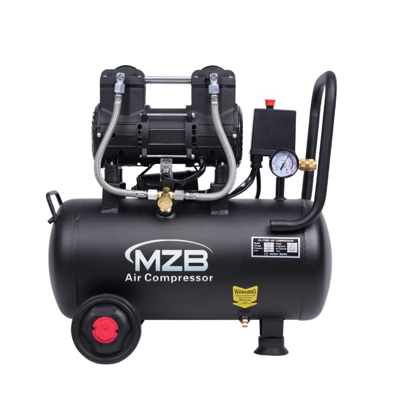 MZB 6.4 Gallon Ultra Quiet Air Compressor 110V/60Hz Steel Tanks Oil-Free 70dB No