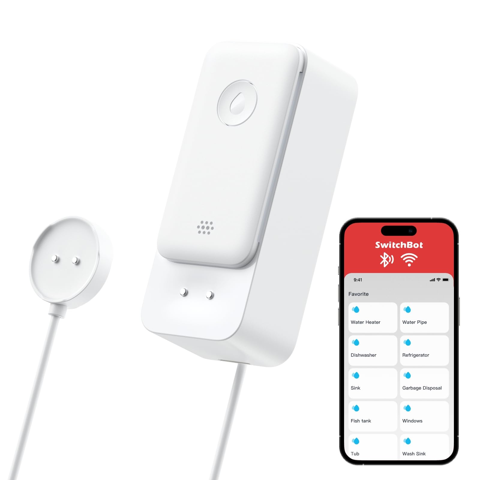 No Hub Required WiFi Water Sensor, Smart Water Leak Detector, 100dB Adjustable A