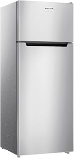 BANGSON 7.7 Cu.Ft Refrigerator with Top Freezer Apartment Size Silver | Fridge for Small Spaces, Office, Energy Saving, Low Noise, Adjustable Thermostat