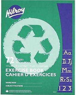Exercise Book Stitched 9 1/8X7 1/8 1/2 PLAIN/1/2 INTERLINED